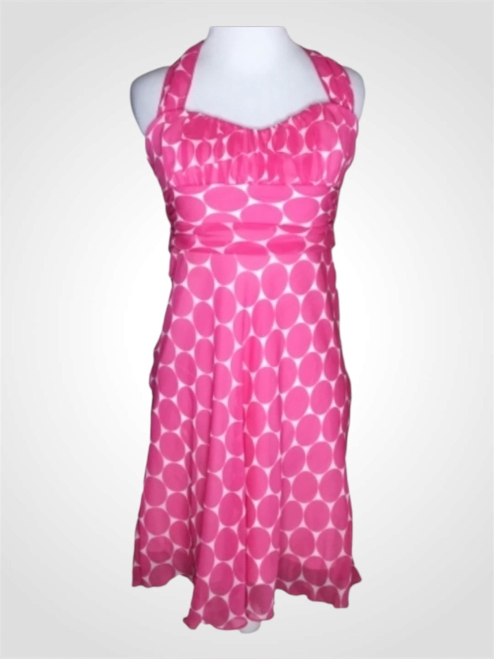 Speechless Pink & White Polka Dot Halter Sleeveless Spring Dress S